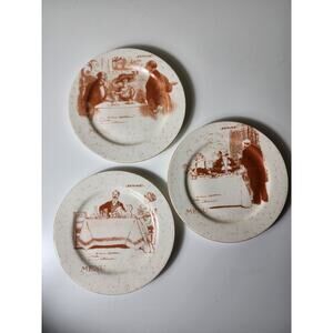 SABATIER French Menu Style Fine China 7" Dessert Appetizer Plates - Set of 3